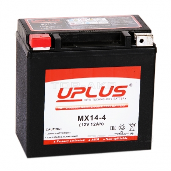 Мотоциклетный аккумулятор Uplus MX14-4 12V 12Ah 230А прям. пол. (150x87x145) Power Sport