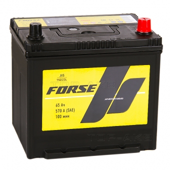 Автомобильный аккумулятор Forse JIS 75D23L 65 Ач 570А обратная пол. (230x170x225)