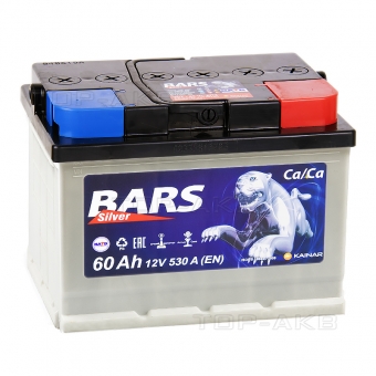 Аккумулятор автомобильный BARS 6СТ-60 АПЗ о.п. L2B 60Ач 530A (242x175x175) низкий