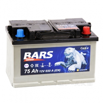Аккумулятор автомобильный BARS 6СТ-75 АПЗ о.п. L3B 75 Ач 650A (278x175x175) низкий