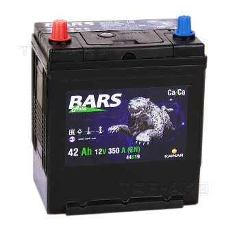 Аккумулятор автомобильный BARS Asia 6СТ-42 VL АПЗ п.п. 44B19R 42Ач 350A (187x127x227)