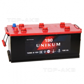 Аккумулятор автомобильный UNIKUM 190 рус 1200A (524x239x240)