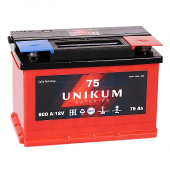 Аккумулятор автомобильный UNIKUM 75R 600A (278x175x190)