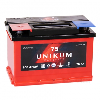 Аккумулятор автомобильный UNIKUM 75L 600A (278x175x190)