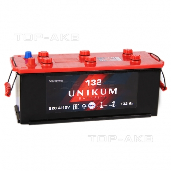 Аккумулятор автомобильный UNIKUM 132 рус 820A (513x189x223)