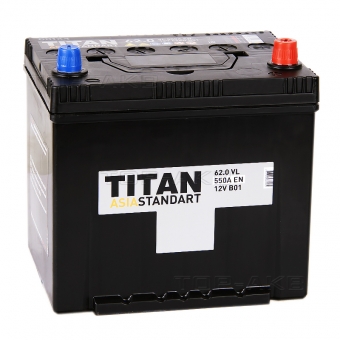 Аккумулятор автомобильный Titan Asia Standart 62R (520А 230x173x225)