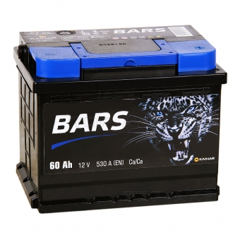 Аккумулятор автомобильный BARS 6СТ-60 АПЗ о.п. 60Ач 530A (242x175x190)