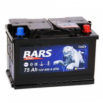Аккумулятор автомобильный BARS 6СТ-75 АПЗ о.п. 75Ач 650A (278x175x190)