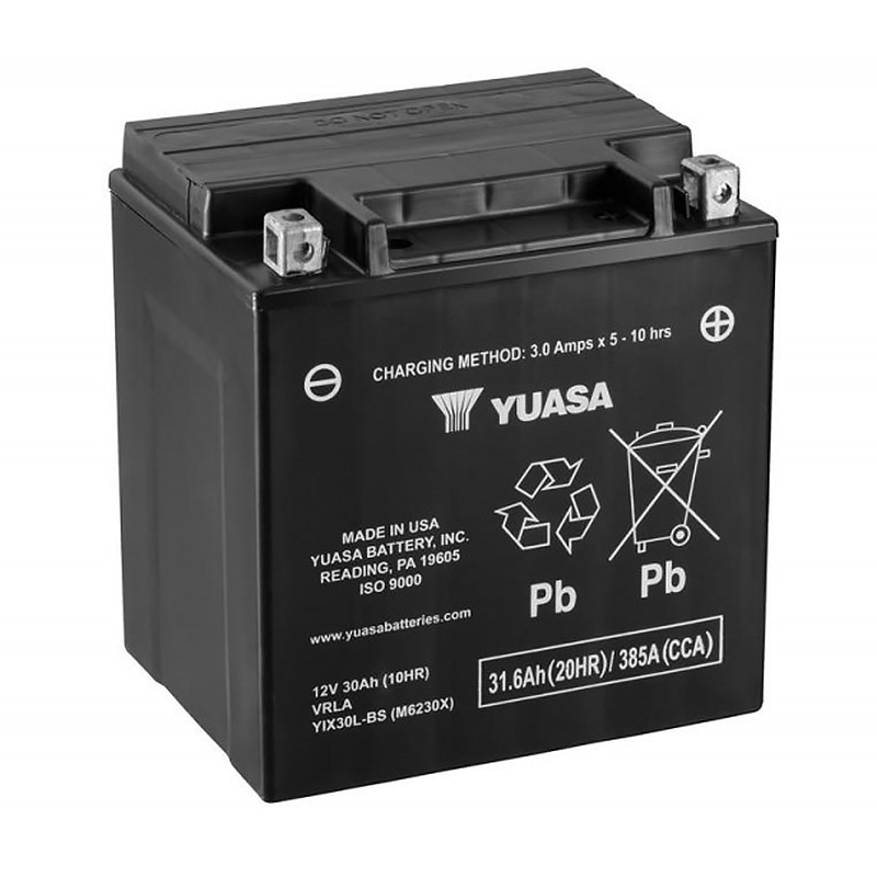 Мотоциклетный аккумулятор Yuasa YIX30L-BS-PW 31 Ач 400 (166х126х192) обр. пол. AGM сухозаряж.
