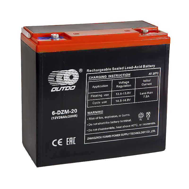 Аккумуляторная батарея OUTDO VRLA 12V 26 Ah (6-DZM-20) e-byke 181x77x172