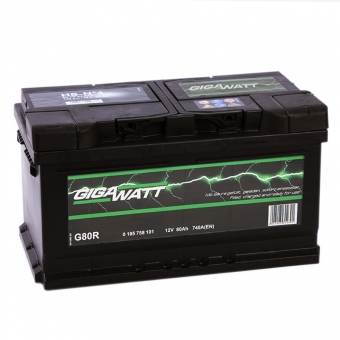 Аккумулятор автомобильный Gigawatt 80R низкий 740A (315x175x175)