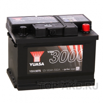 Аккумулятор автомобильный YUASA YBX3075 60 Ач 550А обр. пол. (242x175x175) низк.