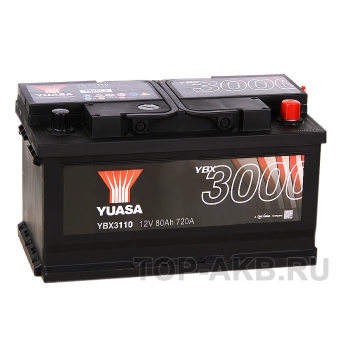 Аккумулятор автомобильный YUASA YBX3110 80 Ач 720А обр. пол. (315x175x175) низк.