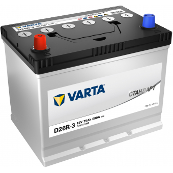 Аккумулятор автомобильный VARTA Стандарт 75 Ач 680А прям. пол. (260x175x224) 6СТ-75.1 D26R-3 (575 311 068)