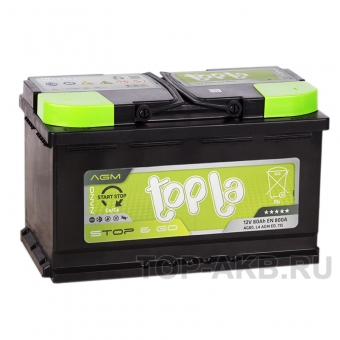 Аккумулятор автомобильный Topla AGM Stop-n-Go 80R (800A 315x175x190) 114080