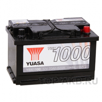 Аккумулятор автомобильный YUASA YBX1100 70 Ач обр. пол. 620А (278x175x175) низк.