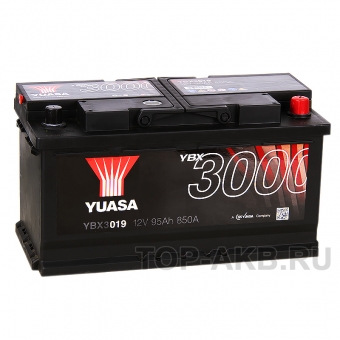 Аккумулятор автомобильный YUASA YBX3019 95 Ач 850А обр. пол. (353x175x190)