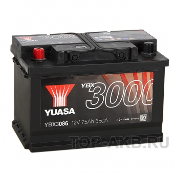 Аккумулятор автомобильный YUASA YBX3086 75 Ач 650А прям. пол.(278x175x190)