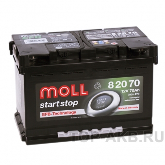 Аккумулятор автомобильный Moll EFB 70R Start-Stop 760A 276x175x190