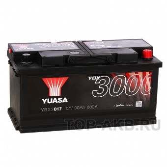 Аккумулятор автомобильный YUASA YBX3017 90 Ач 800А обр. пол. (353x175x175) низк.