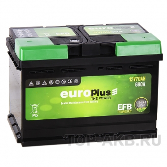 Аккумулятор автомобильный Europlus EFB Start-Stop 70R (680A 278x175x190)