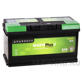 Аккумулятор автомобильный Europlus EFB Start-Stop 90R (850A 353x175x190)