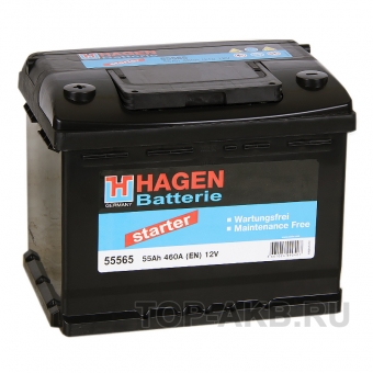 Аккумулятор автомобильный Hagen 55565 55L 460A 242x175x190