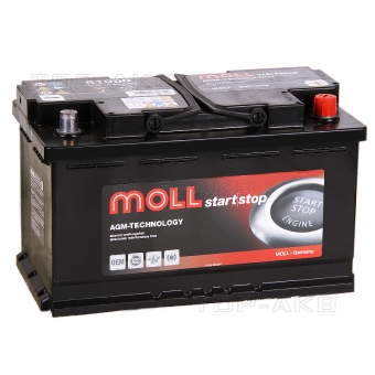 Аккумулятор автомобильный Moll AGM 80R Start-Stop 800A 315x175x190
