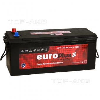 Аккумулятор автомобильный Europlus 135 евро 850A (513x189x223)