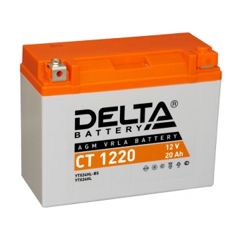 Delta CT 1220, 12V 20Ah, 250А (204x91x159) Y50-N18L-A3, YTX24HL-BS, YTX24HL обратная пол.