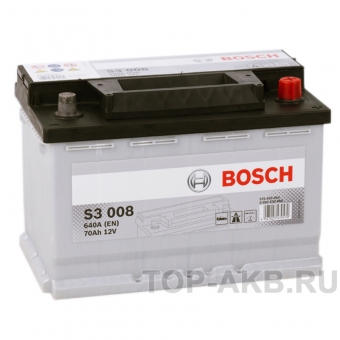Аккумулятор автомобильный Bosch S3 008 70R 640A 278x175x190