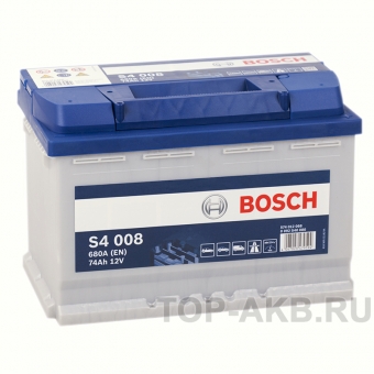 Аккумулятор автомобильный Bosch S4 008 74R 680A 278x175x190