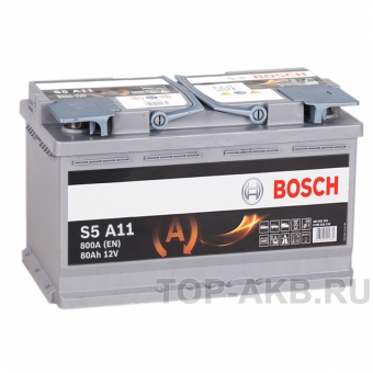Аккумулятор автомобильный Bosch S5 AGM Start-Stop 80R (800A 315x175x190) A11