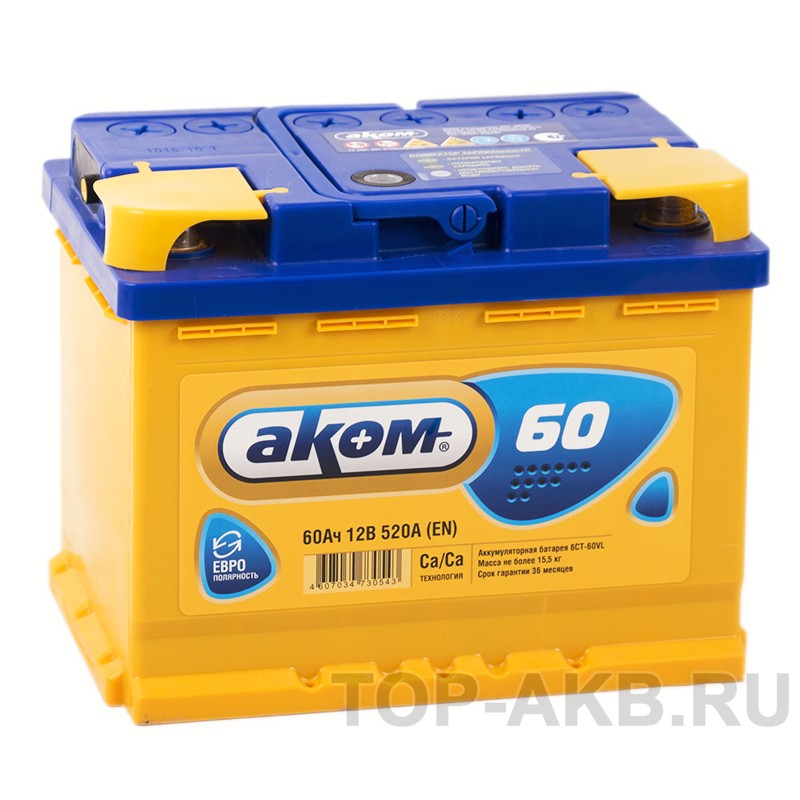 Аком 60Е 12V 60Ач 540A обр. пол. (242x175x190) Аком 60Е 12V 60Ач 540A обр. пол. (242x175x190)