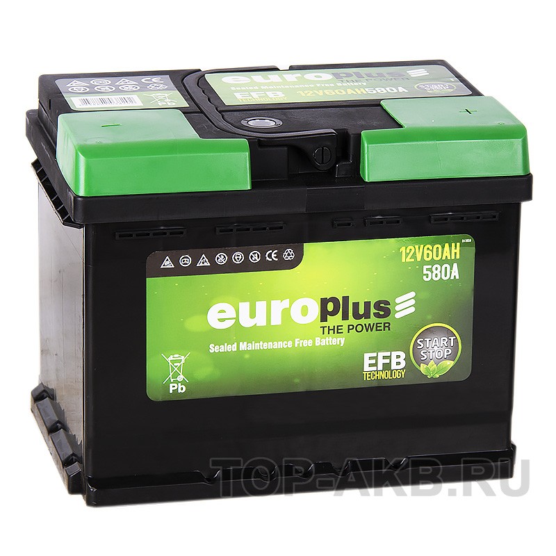 Europlus EFB Start-Stop 60R (580A 242x175x190) Europlus EFB Start-Stop 60R (580A 242x175x190)