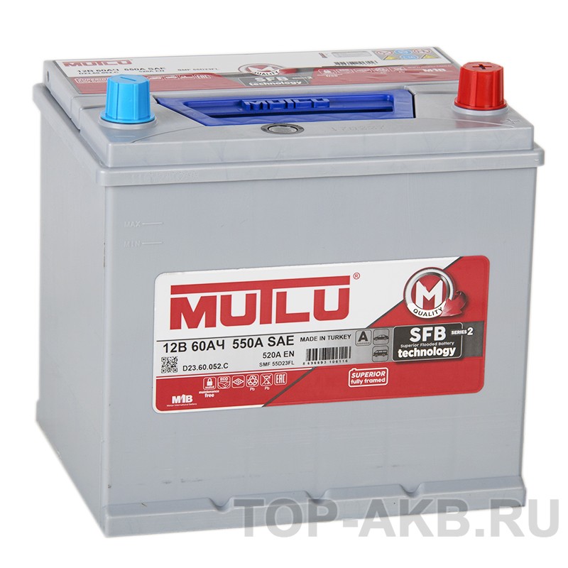 Mutlu Mega 55D23FL бортик 60R 520А (232x173x225) SMF M2