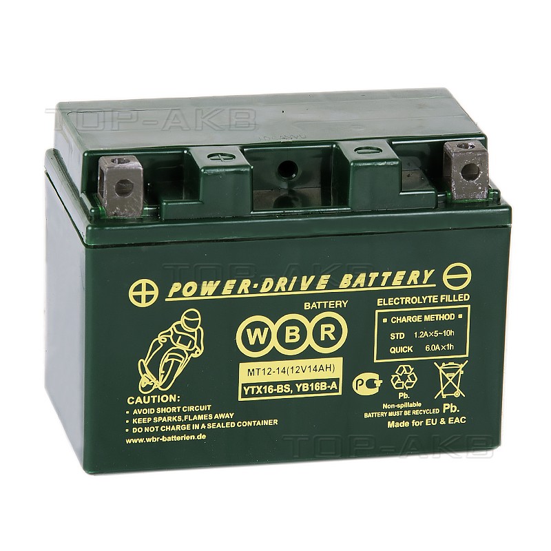 WBR MT12-14 AGM 14 Ач 210А прямая пол.(150x87x145) YTX16-BS, YB16B-A