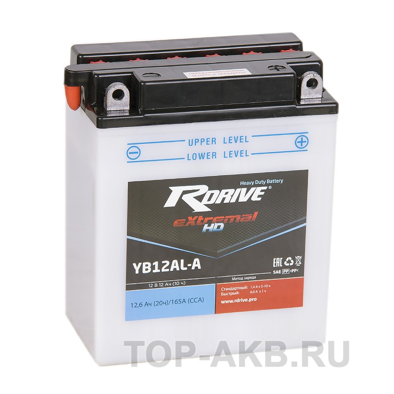 RDrive YB12AL-A 12V 12Ah 165А обр. Heavy Duty (134x81x162 ) eXtremal HD сухозаряж.