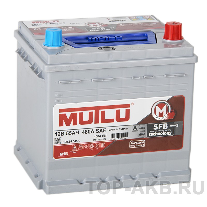 Mutlu Mega 55D20FL бортик 55R 450А (203x175x202) SMF M3