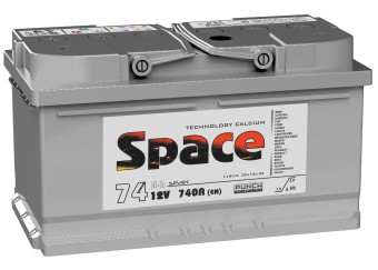 Space 6СТ-74VLA 12V 74 Ач о/п 740A (278x175x175) ca/ca