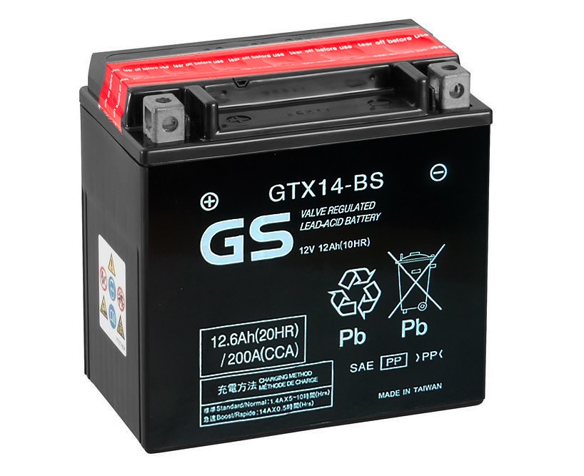 GS GTX14-BS 12V 12Ah 200А (151x88x146) прям. пол. AGM сухозаряж. GS YUASA GS GTX14-BS 12V 12Ah 200А (151x88x146) прям. пол. AGM сухозаряж. GS YUASA