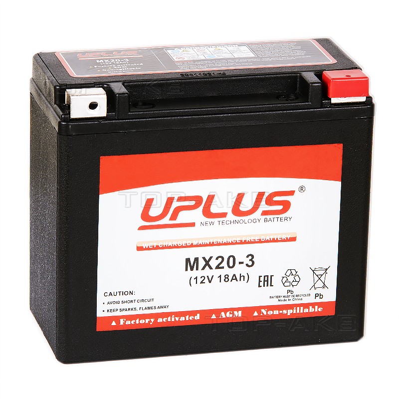 Uplus MX20-3 12V 18Ah 310А обр. пол. (176x87x154) Power Sport Uplus MX20-3 12V 18Ah 310А обр. пол. (176x87x154) Power Sport