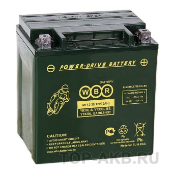 WBR MT12-30 AGM 30 Ач 385А обратная пол. (166x126x173) YTX30L, YB30L-B, YTX30L-BS, BA30LSHDT