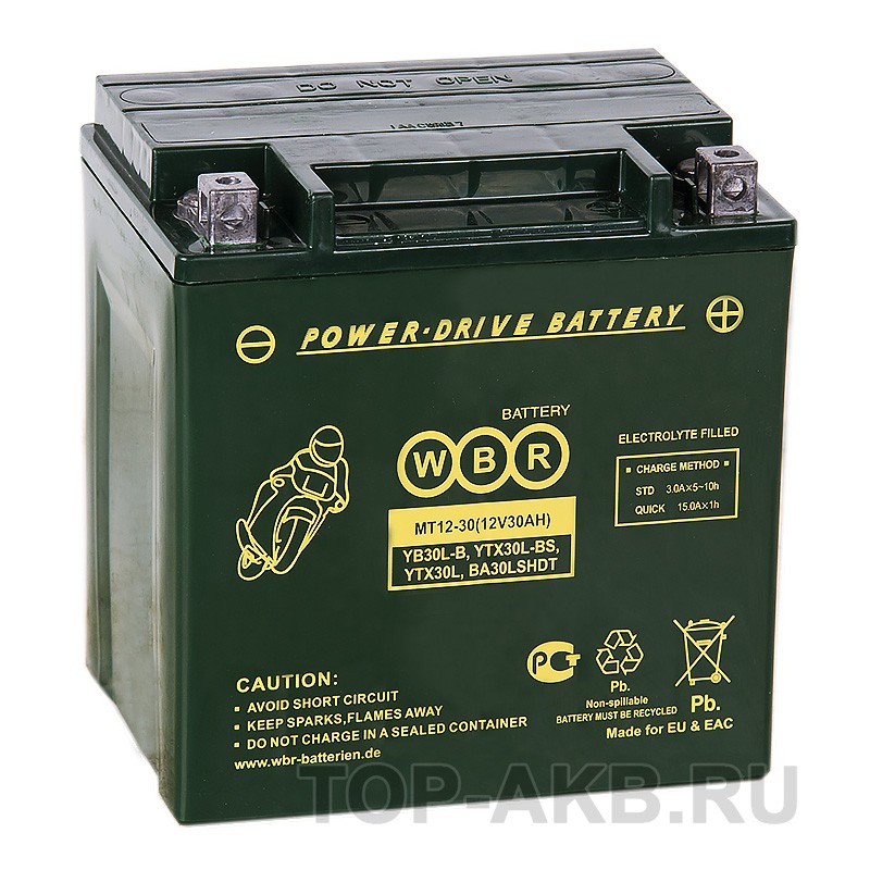 WBR MT12-30 AGM 30 Ач 385А обратная пол. (166x126x173) YTX30L, YB30L-B, YTX30L-BS, BA30LSHDT