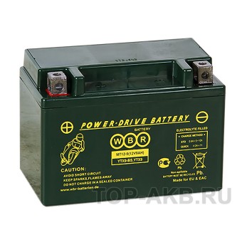 WBR MT12-9 AGM 9 Ач 120А прямая пол.(150x87x105) YTX9-BS, YTX9