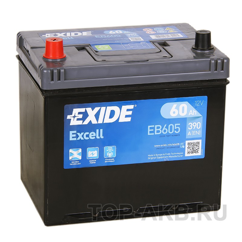 Exide Excell 60L (390A 230x172x220) EB605
