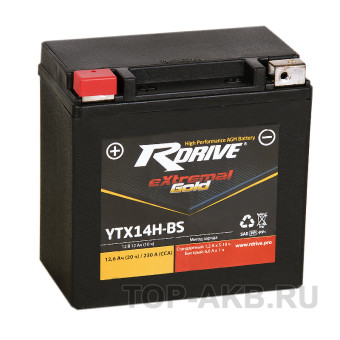 RDrive YTX14H 12V 12Ah 230А прям. пол. AGM (150x87x145) eXtremal GOLD