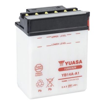 Yuasa YB14A-A1 - 14 Ач 175A (134x87x176) прям. пол. Heavy Duty сухозаряж. (без электр.)
