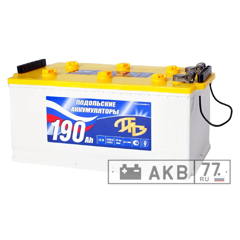 Подольский аккумулятор Rus 190L (1150A, 513x223x223 мм) прям.