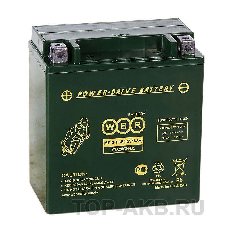 WBR MT12-18-B AGM 18 Ач 270А прямая пол. (150x87x161) YTX20CH-BS WBR MT12-18-B AGM 18 Ач 270А прямая пол. (150x87x161) YTX20CH-BS